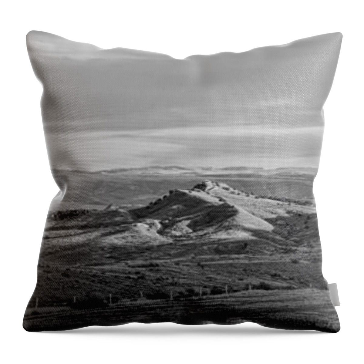 Wyoming Throw Pillow featuring the photograph Wyoming Pano BW by Cathy Anderson