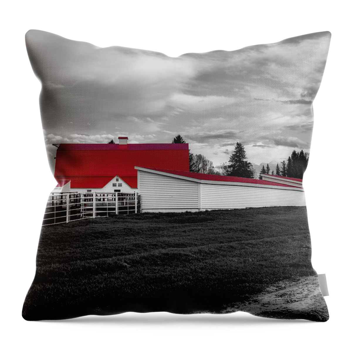 Wyoming Throw Pillow featuring the photograph Wyoming Ranch At Sunset by Mountain Dreams