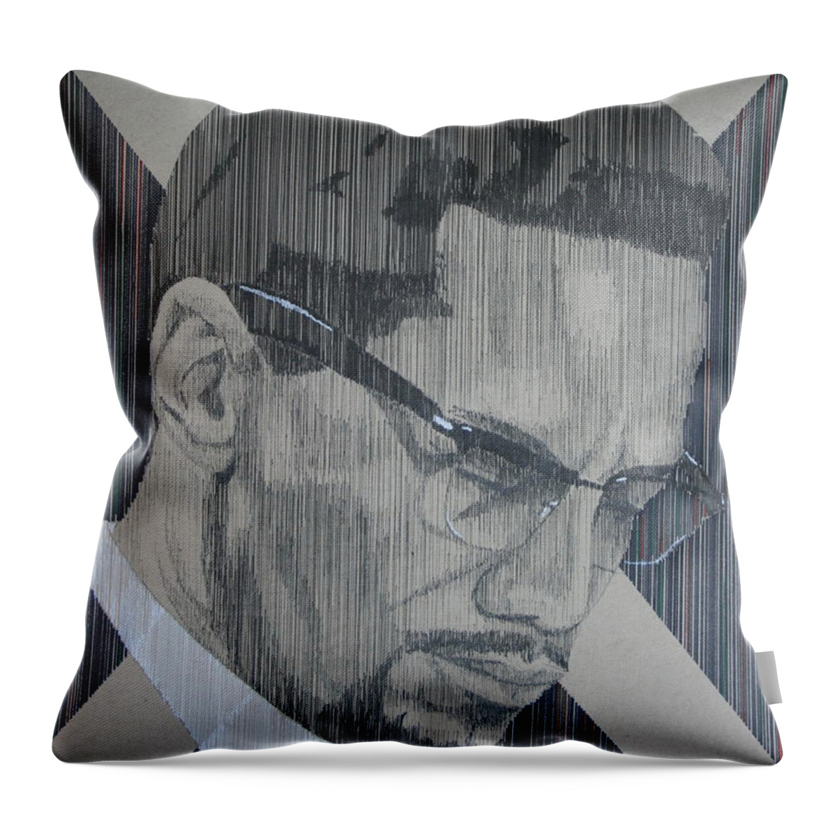 Pen Throw Pillow featuring the drawing X Prayer by Edmund Royster