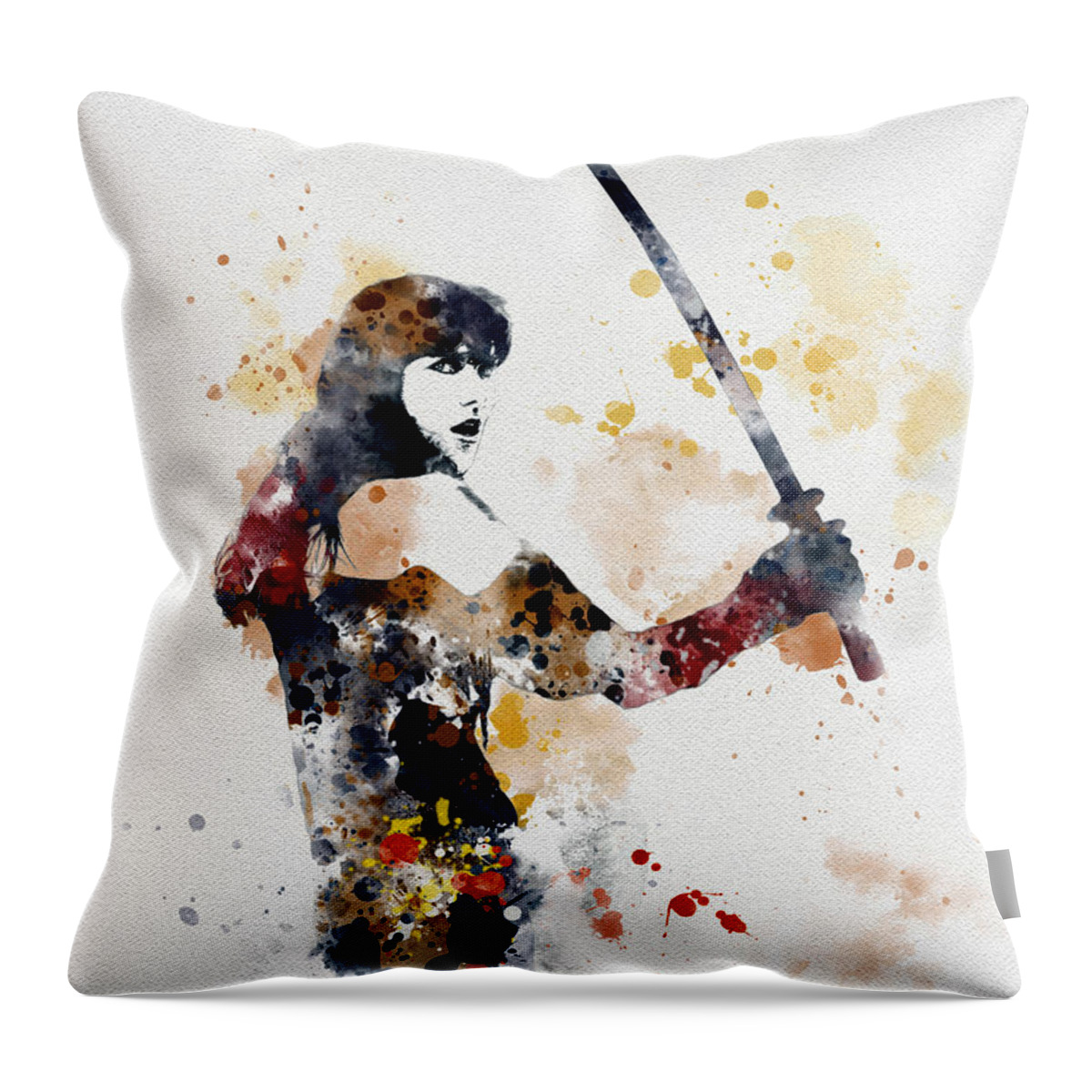 Xena Throw Pillow featuring the mixed media Xena by My Inspiration