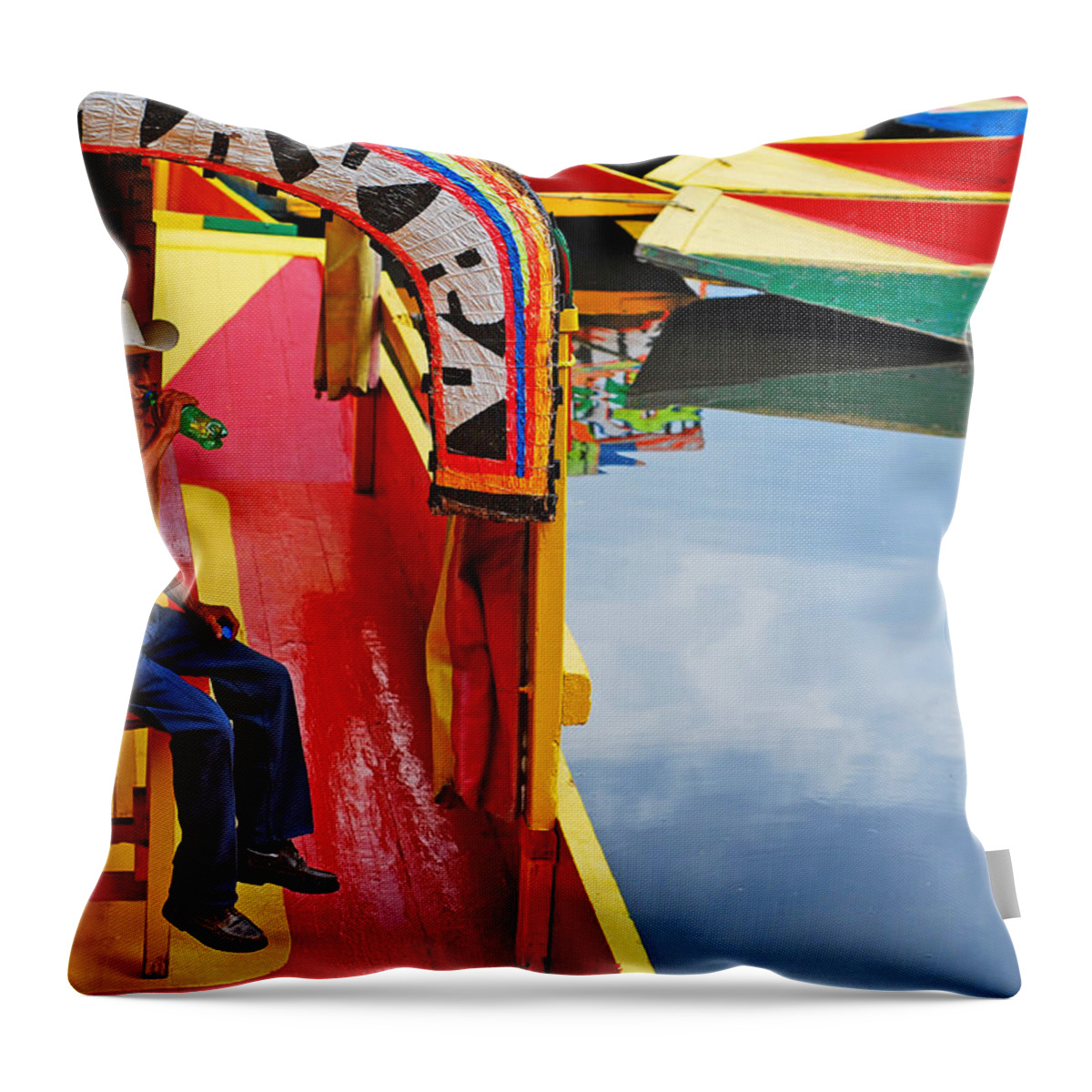 Skip Hunt Throw Pillow featuring the photograph Xochimilco by Skip Hunt