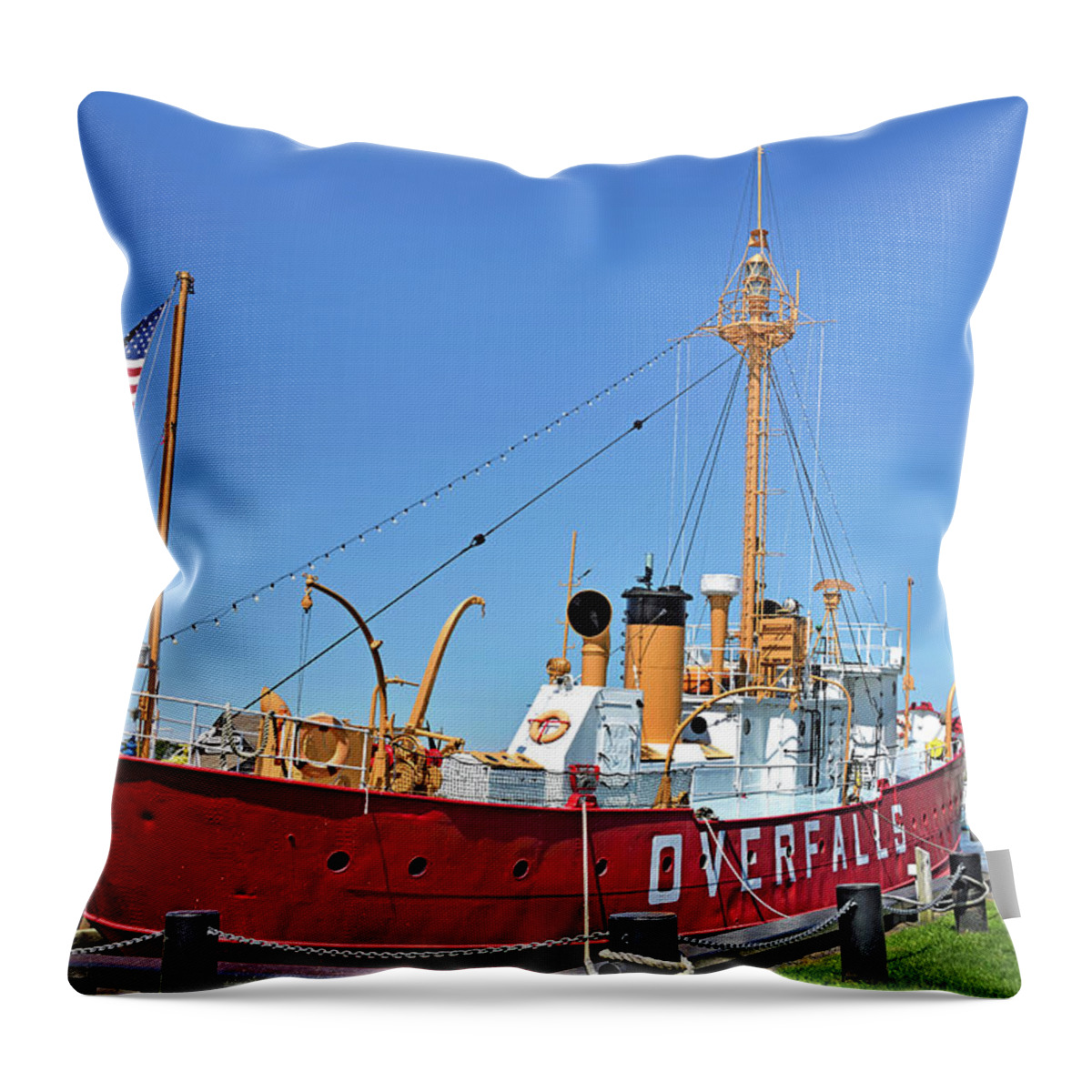 Lightship Overfalls Throw Pillow featuring the photograph Lightship Overfalls Lewes Delaware by Brendan Reals