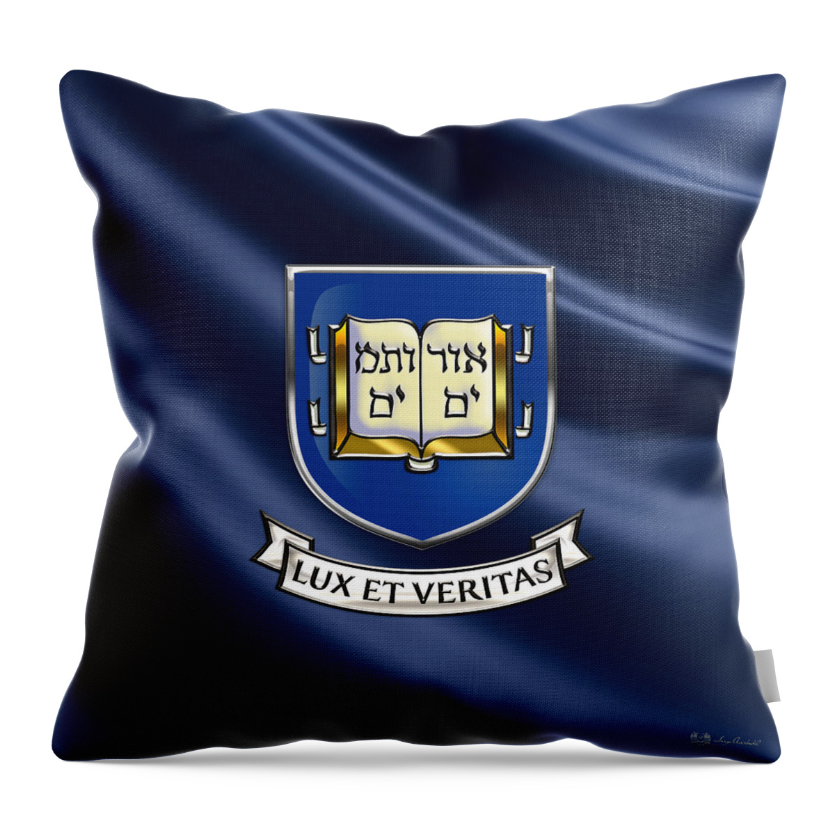 'alma Mater' Collection By Serge Averbukh Throw Pillow featuring the photograph Yale University Coat Of Arms. by Serge Averbukh
