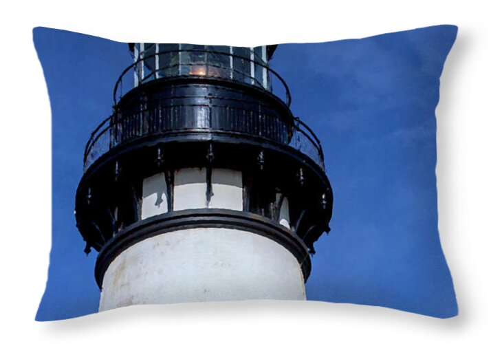 Yaquina Head Lighthouse Throw Pillow featuring the mixed media Yaquina Head by David Millenheft