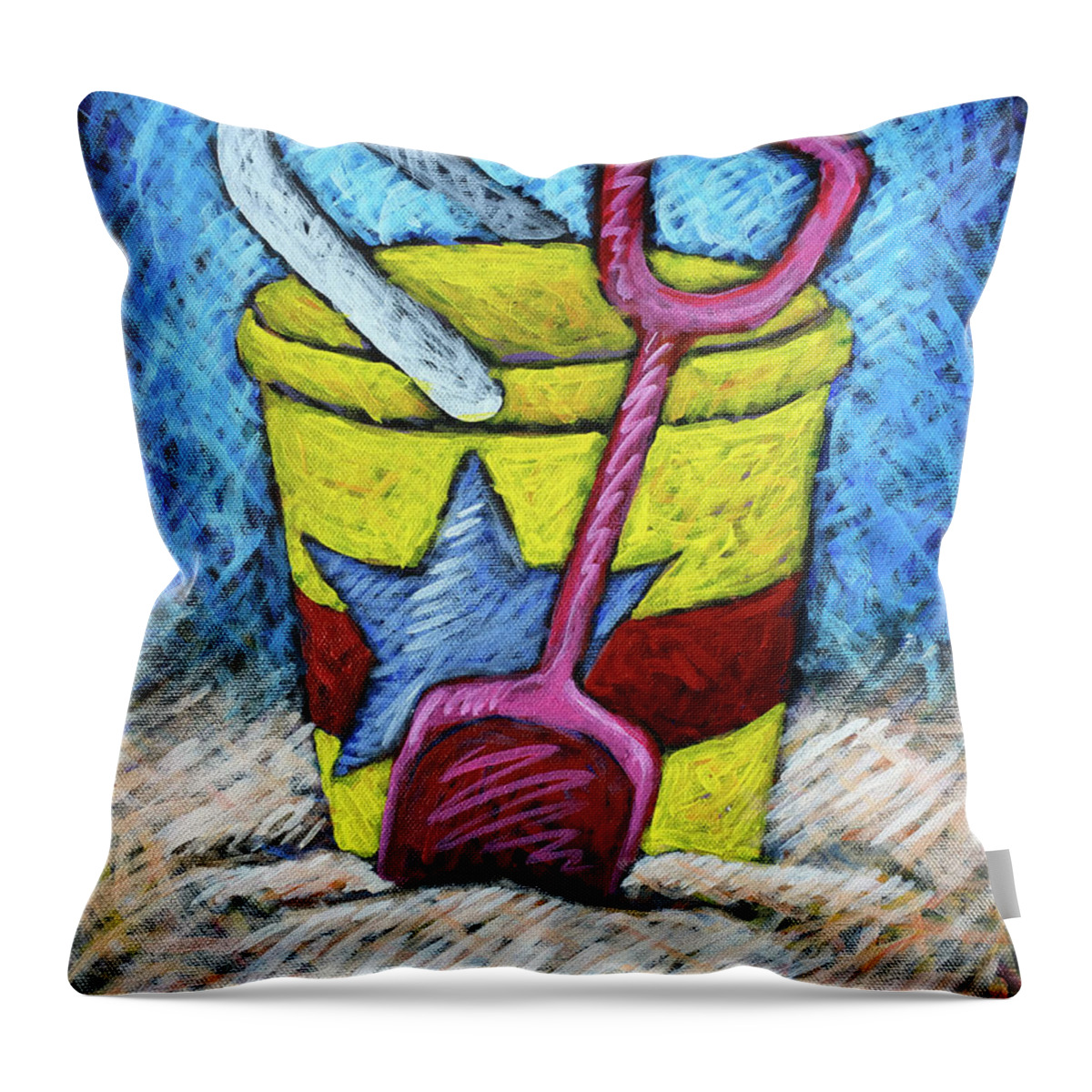 Painting Throw Pillow featuring the painting Yellow Bucket by Karla Beatty