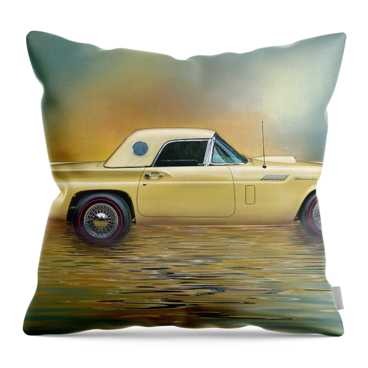 1957 Throw Pillow featuring the photograph 1957 Thunderbird by Maria Coulson