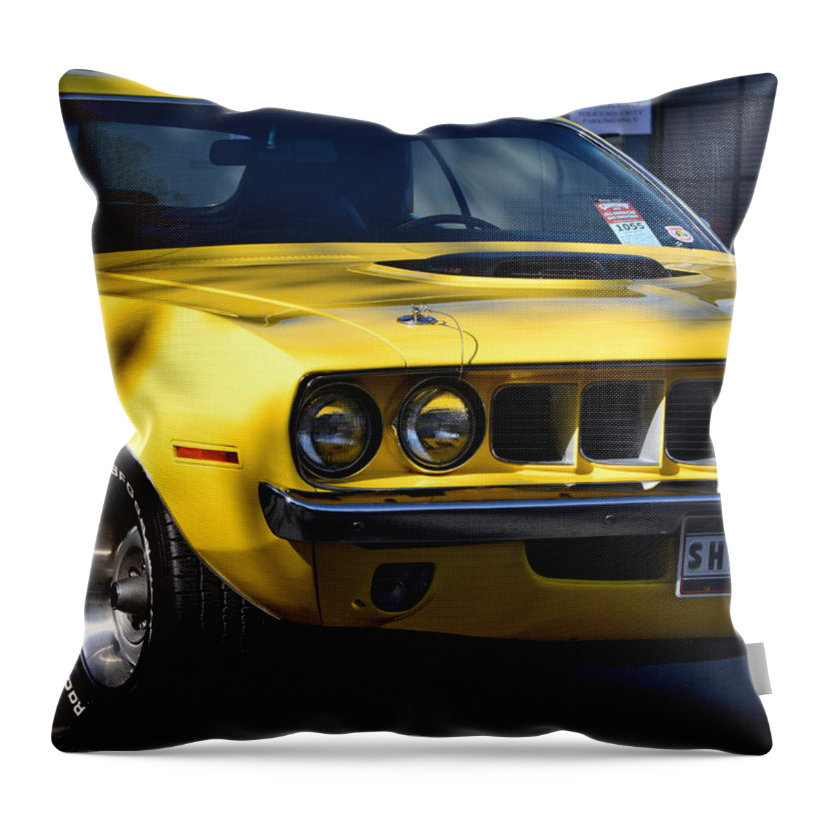  Throw Pillow featuring the photograph Yellow Cuda by Dean Ferreira