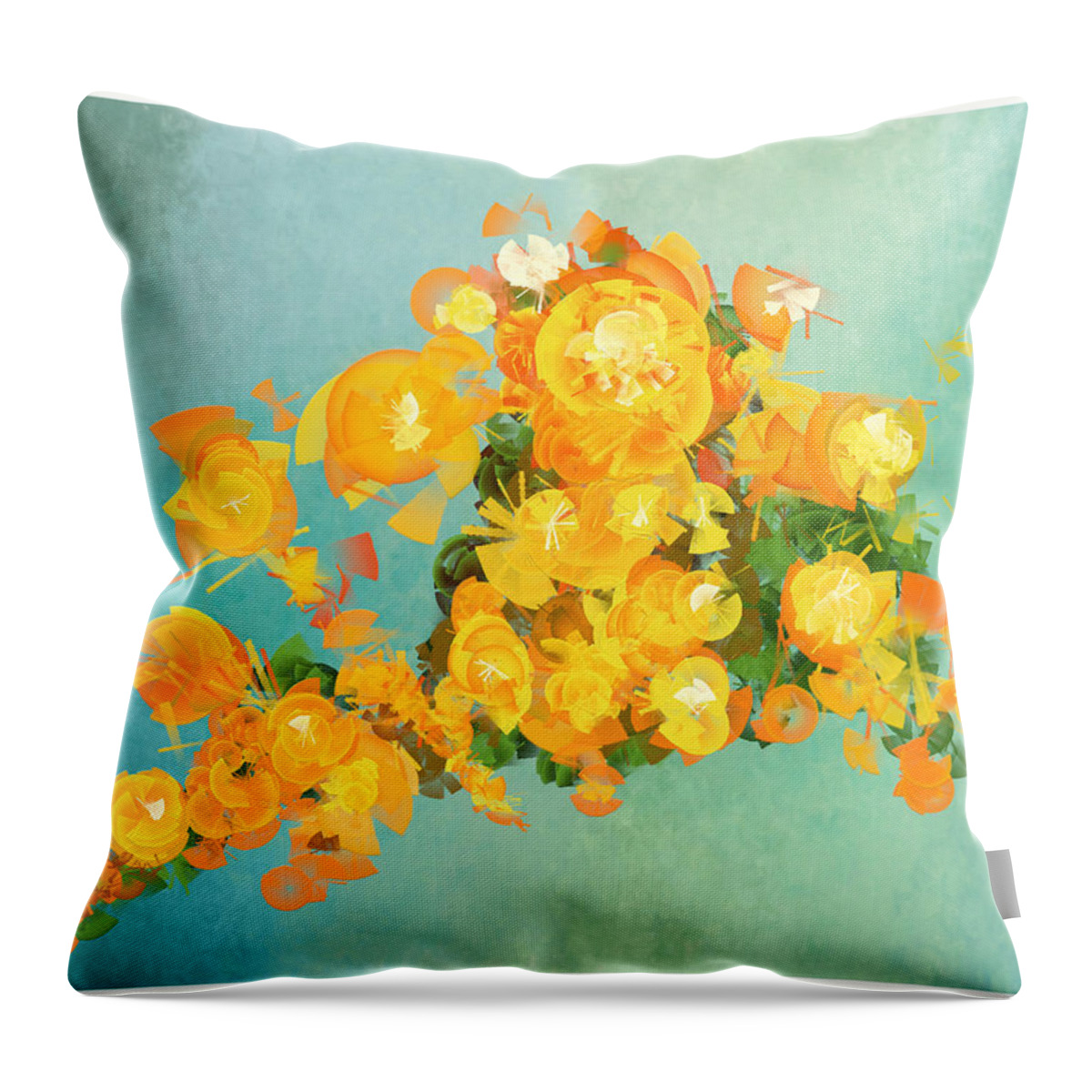 Flowers Throw Pillow featuring the digital art Yellow fire Spring by Douglas Day Jones