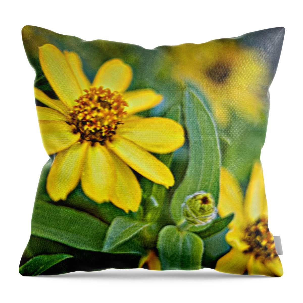 Yellow Flowers Throw Pillow featuring the photograph Yellow Flowers PhotoArt_1a by Walter Herrit