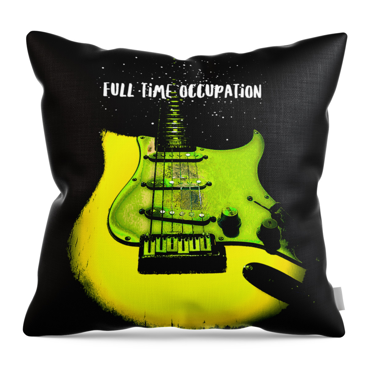 Guitar Throw Pillow featuring the digital art Yellow Guitar Full Time Occupation by Guitarwacky Fine Art