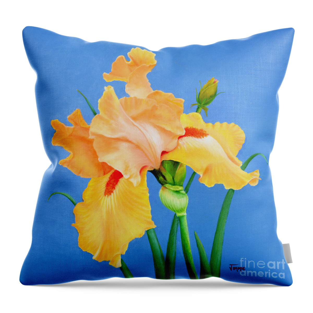 Yellow Iris Throw Pillow featuring the painting Yellow Iris by Jimmie Bartlett