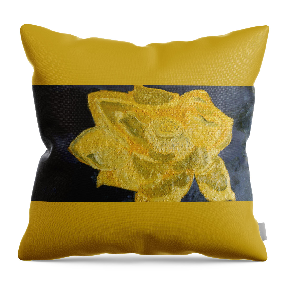 Still Life Paintings Throw Pillow featuring the painting Yellow Lilac on the Pond by Leslye Miller