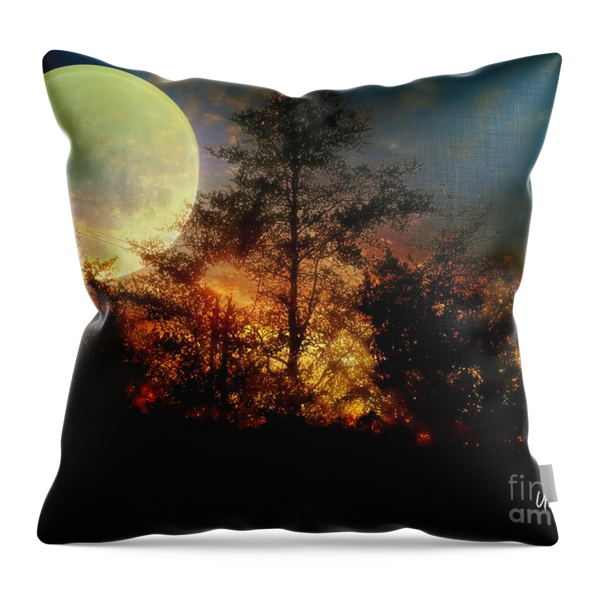 Yellow Moon Throw Pillow featuring the photograph Yellow Moon by Maria Urso