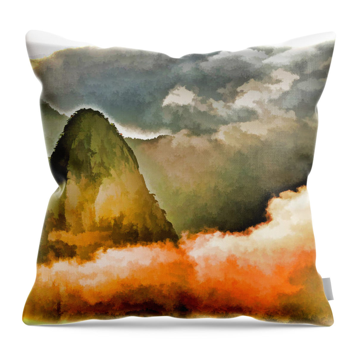 China Throw Pillow featuring the photograph Yellow Mountain Mists by Dennis Cox