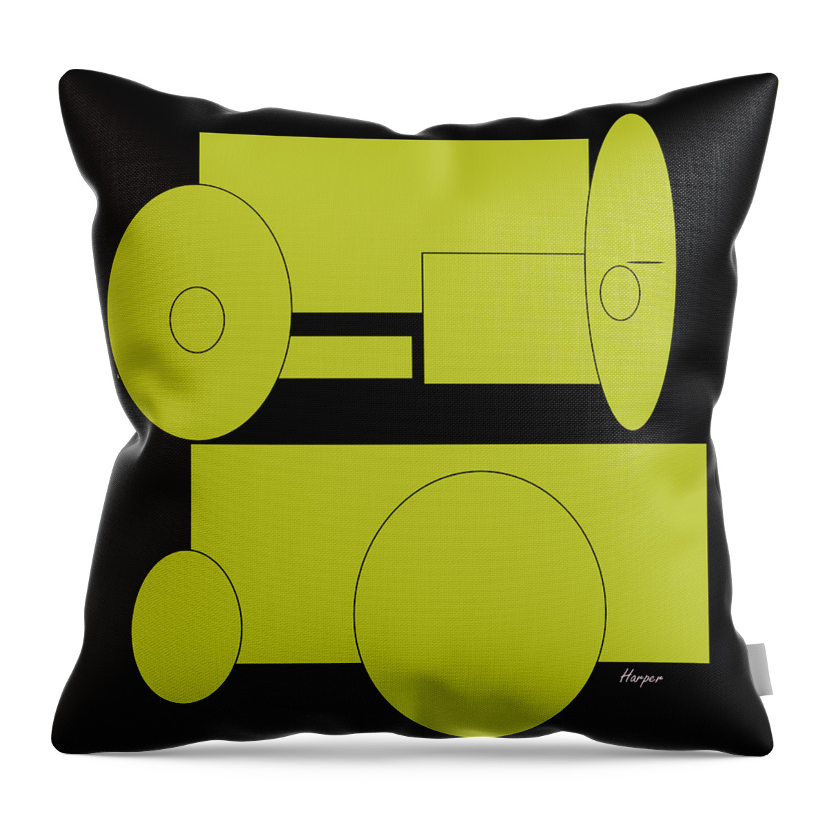 Designs Throw Pillow featuring the digital art Yellow on Black by Cathy Harper