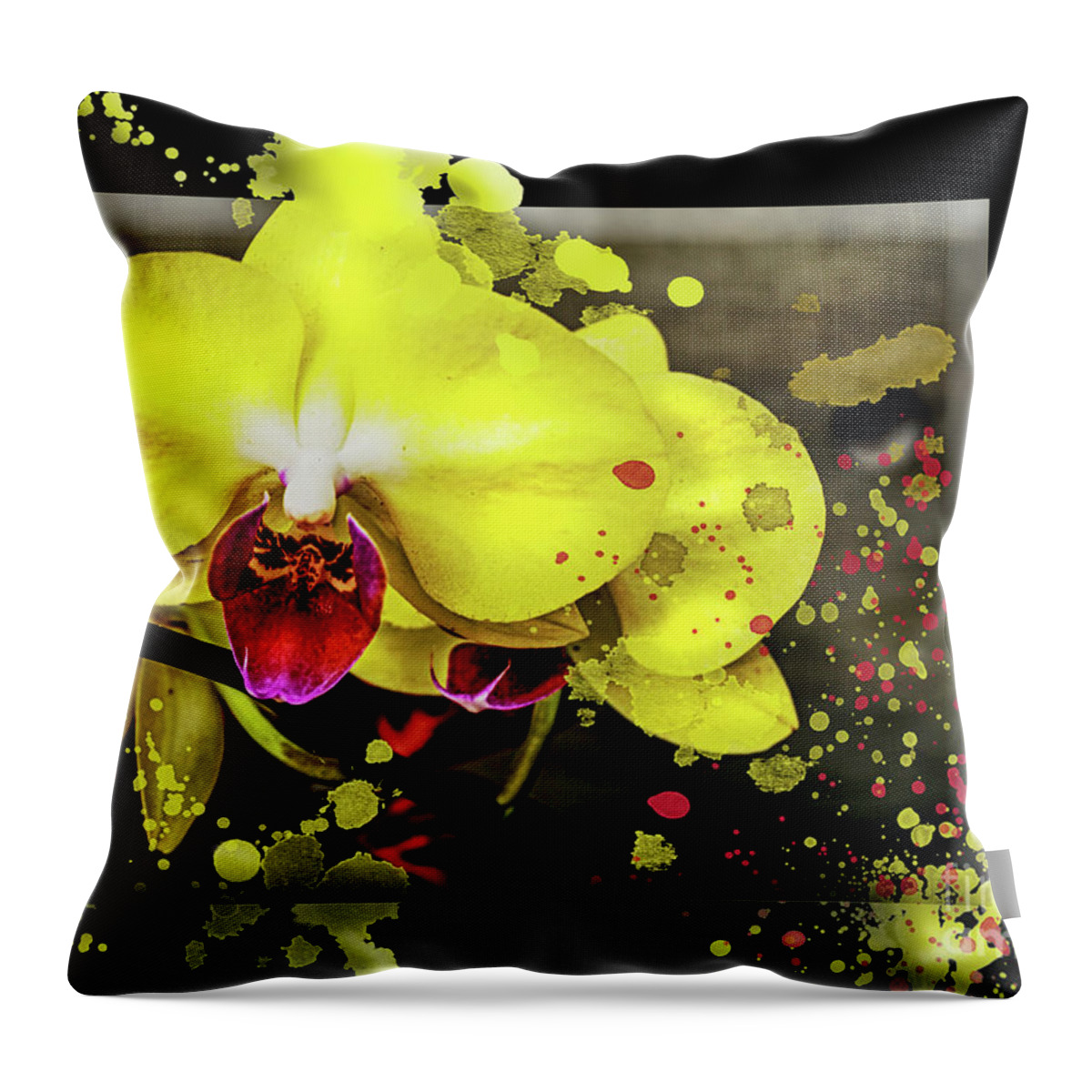 Orchid Throw Pillow featuring the photograph Yellow Pop by Deb Nakano