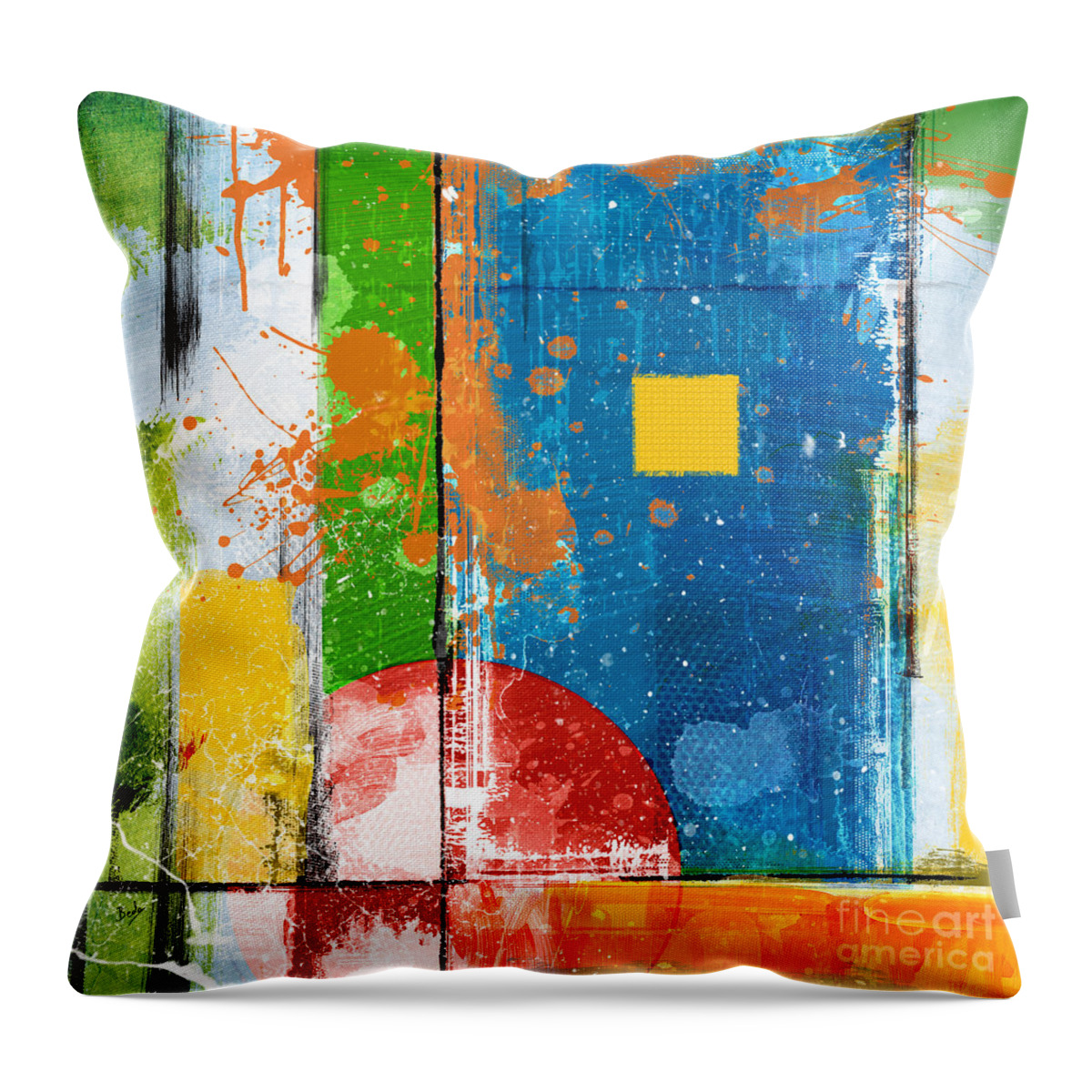 Yellow Throw Pillow featuring the digital art Yellow Square by Peter Awax