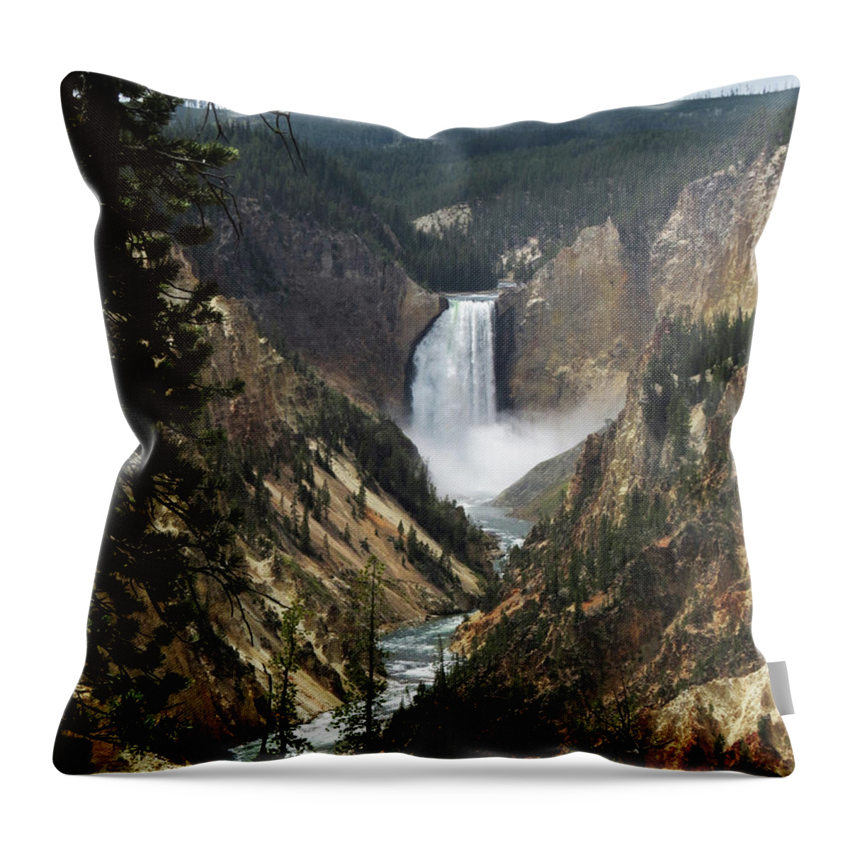 Yellowstone Throw Pillow featuring the photograph Yellowstone Falls by Laurel Powell