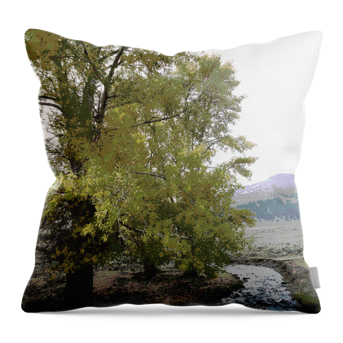 Tree Throw Pillow featuring the photograph 			Yellowstone Gold		 by Ann Johndro-Collins