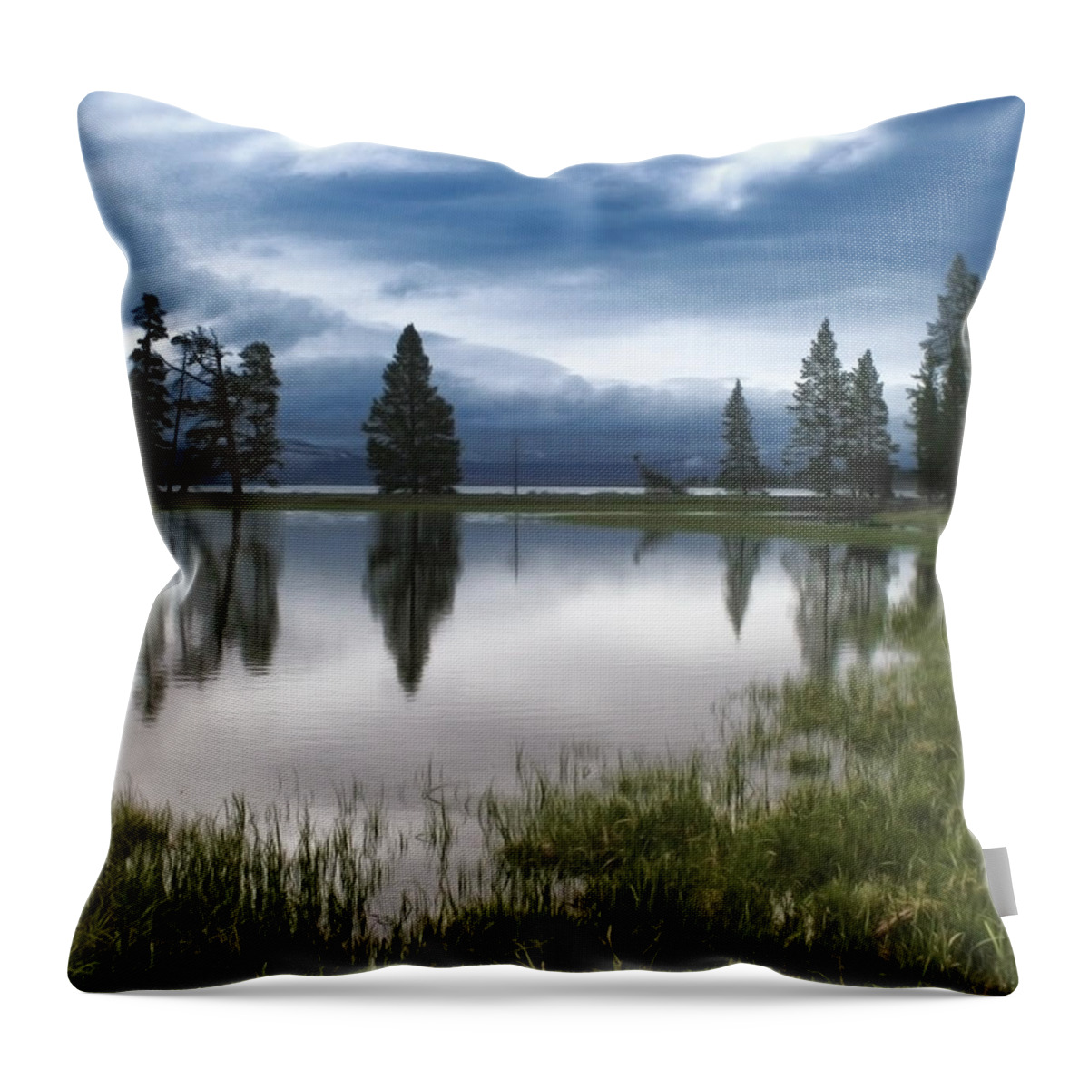 Yellowstone National Park Throw Pillow featuring the photograph Yellowstone Lake Reflection by Shari Jardina