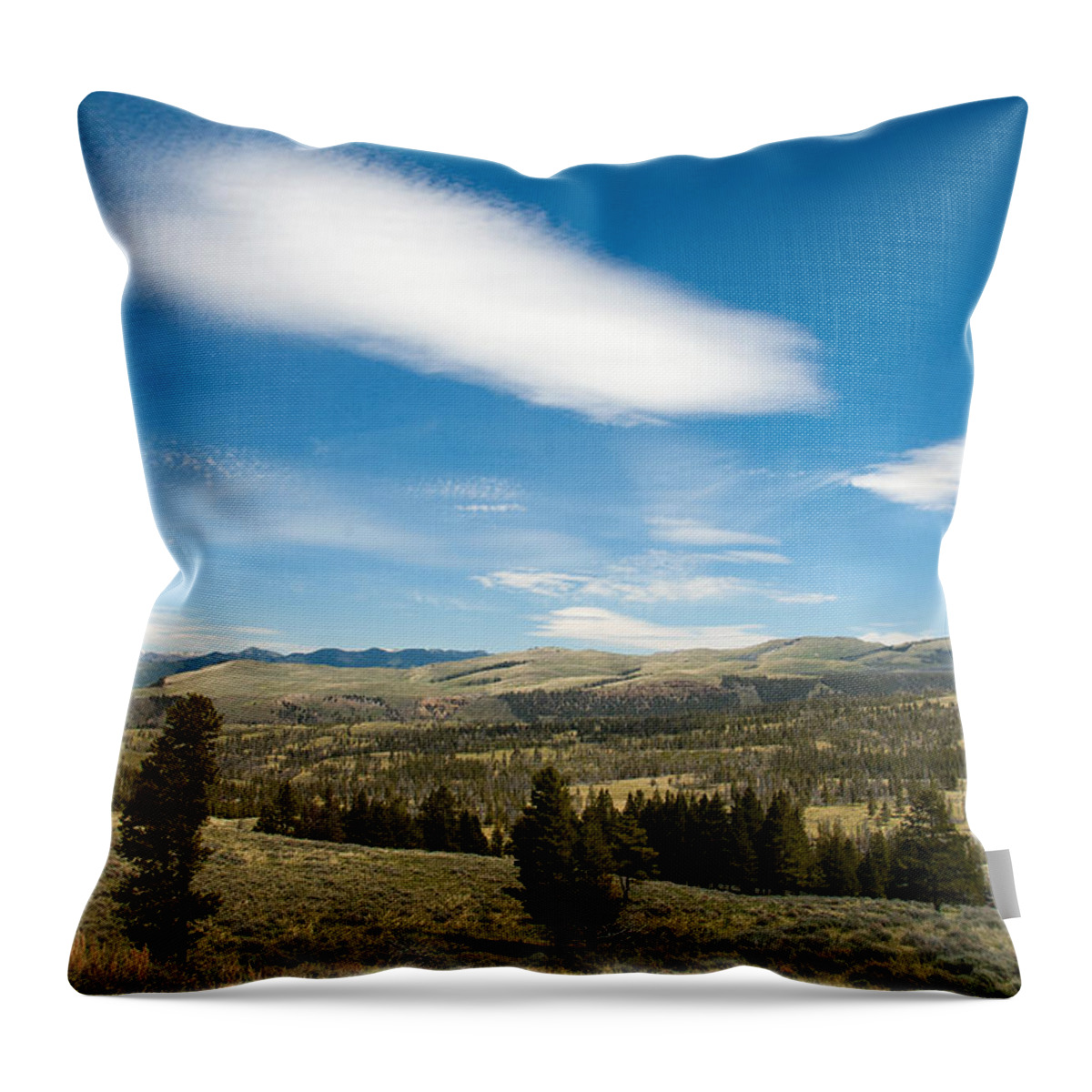 Yellowstone Throw Pillow featuring the photograph Yellowstone Skies by Steve Stuller