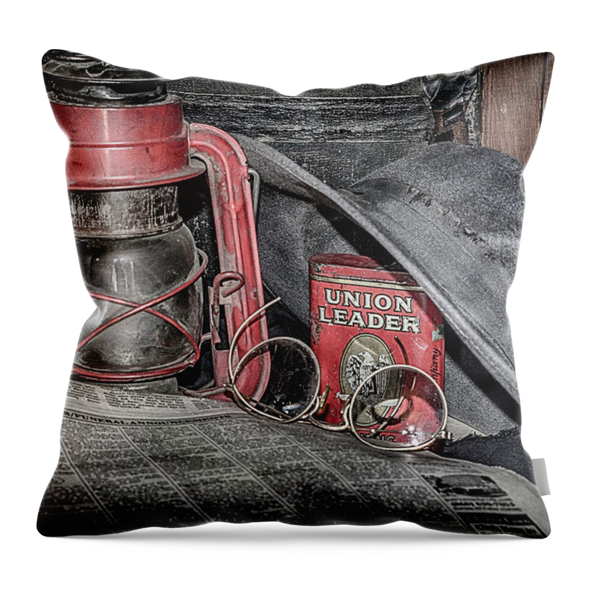 Glasses Throw Pillow featuring the photograph Yesterdays news by Camille Lopez