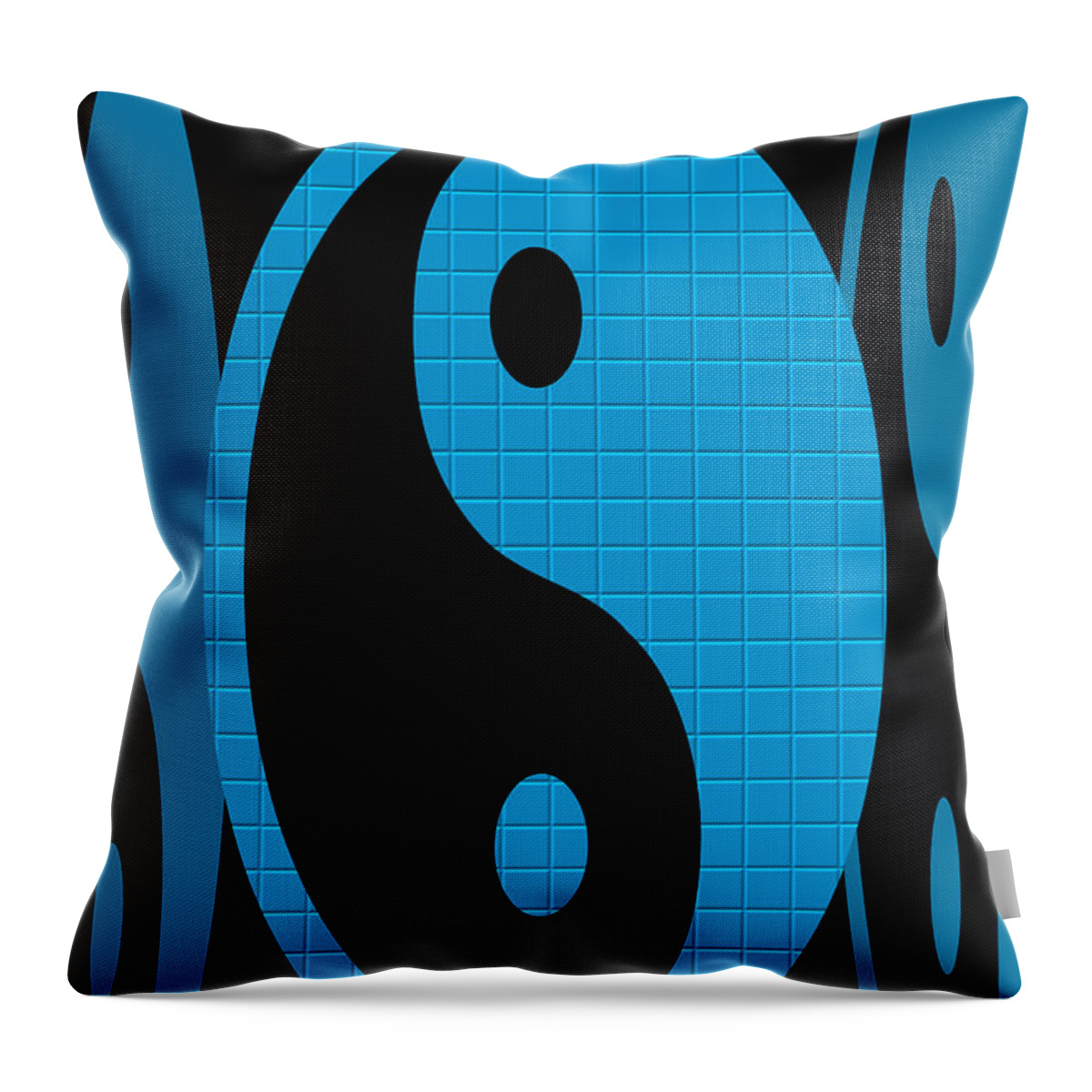 Yin Throw Pillow featuring the digital art Yin Yang Blue Mosaic by Aimee L Maher ALM GALLERY