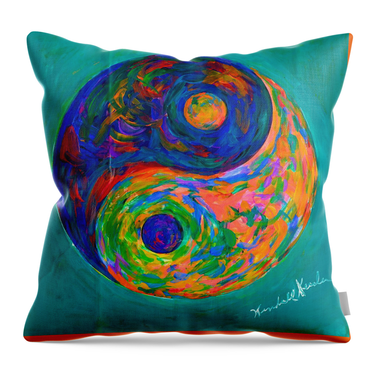 Yin Yang Paintings Throw Pillow featuring the painting Yin Yang Spin by Kendall Kessler