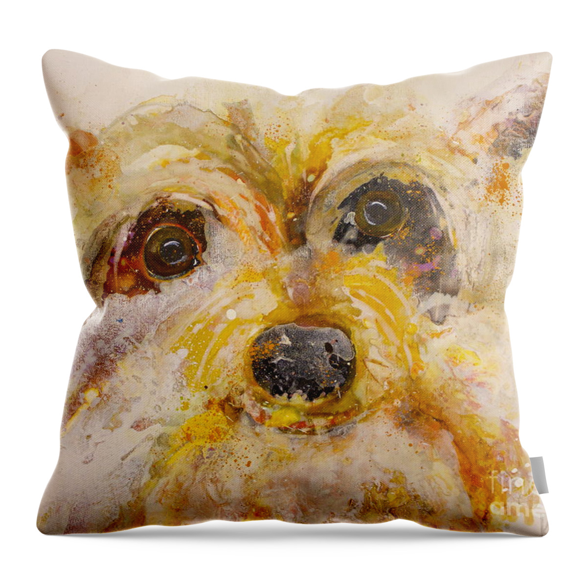 Yoda Throw Pillow featuring the painting Yoga Dog by Kasha Ritter