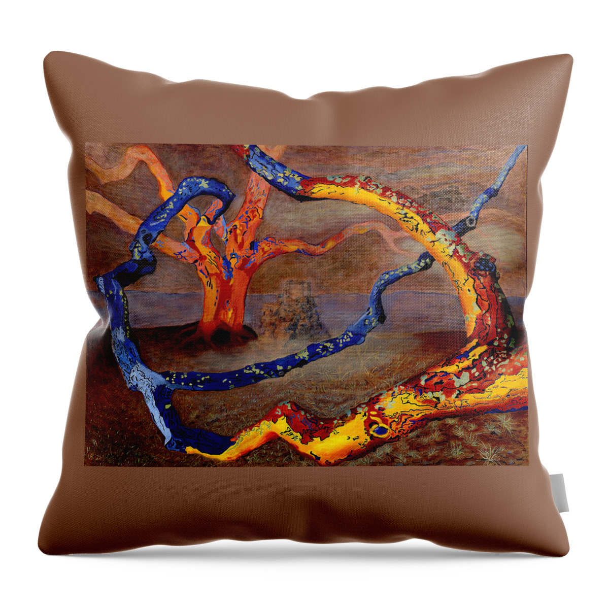Oil Painting Throw Pillow featuring the painting Yolande's Great Oak by Vera Smith