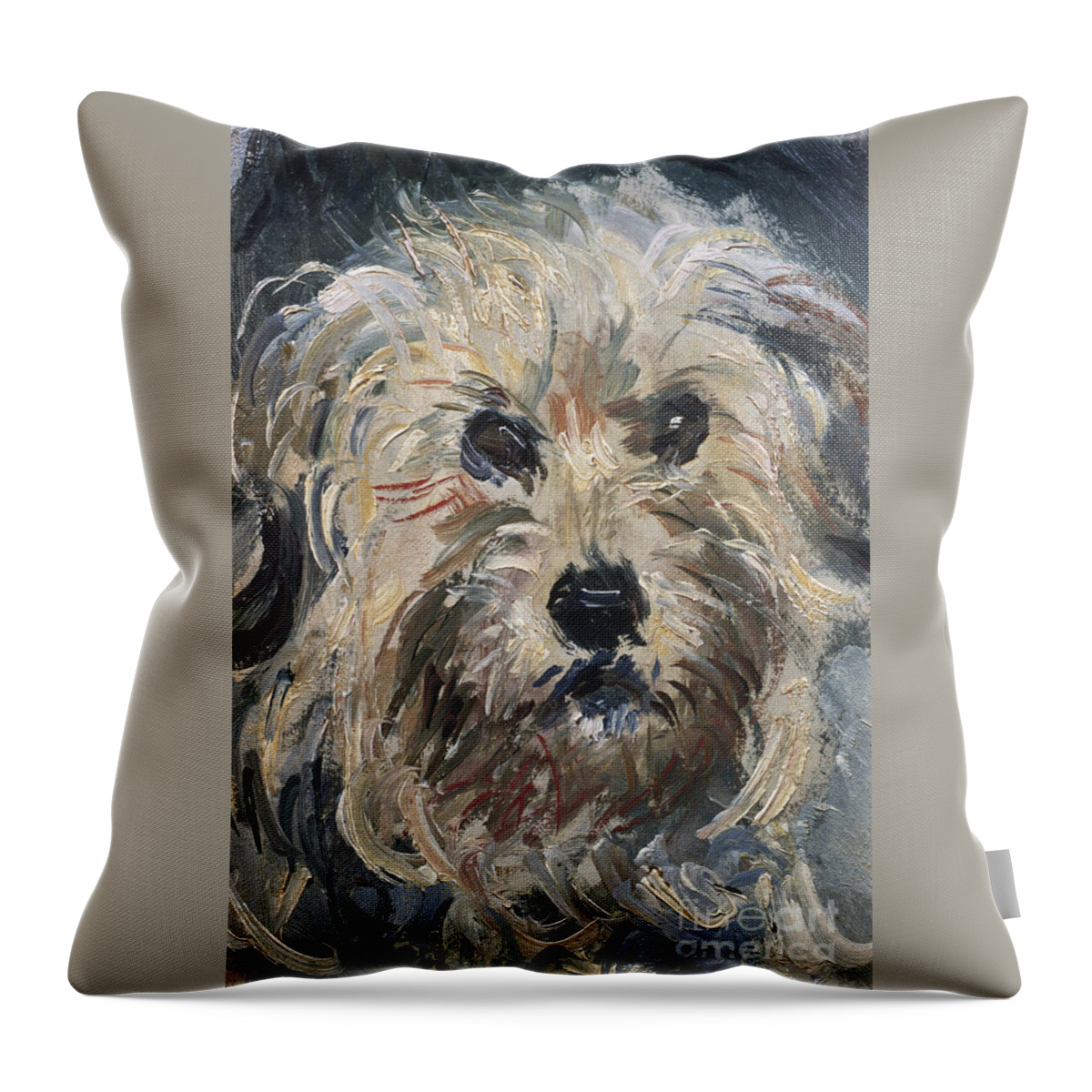 Claude Throw Pillow featuring the painting Yorkshire Terrier by Celestial Images