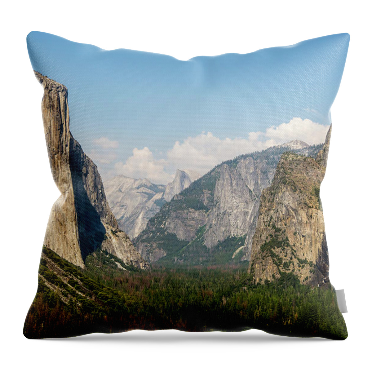Yosemite Tunnel View With Bridalveil Rainbow By Michael Tidwell Throw Pillow featuring the photograph Yosemite Tunnel View with Bridalveil Rainbow by Michael Tidwell by Michael Tidwell
