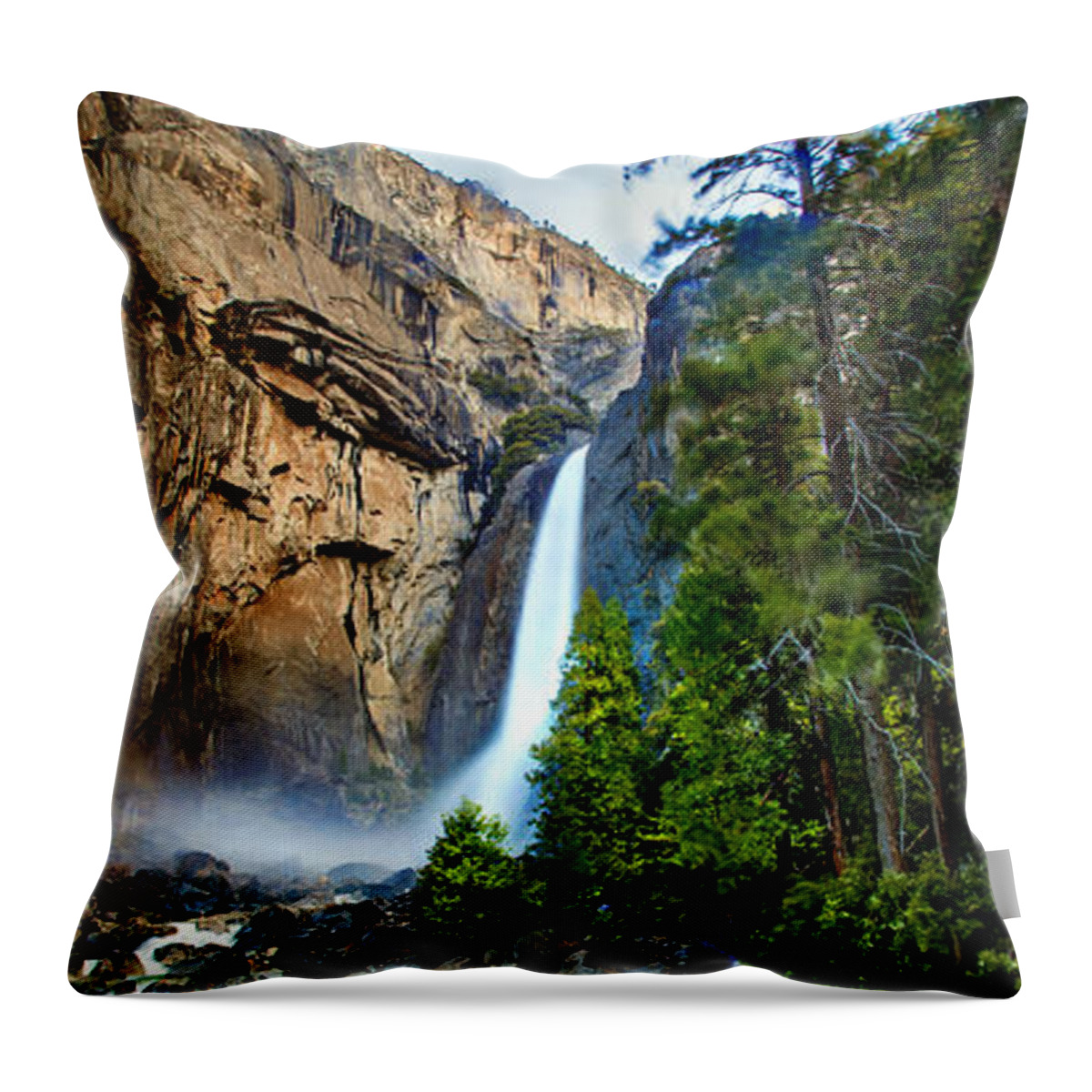 Yosemite National Park Throw Pillow featuring the photograph Yosemite Waterfall by Az Jackson