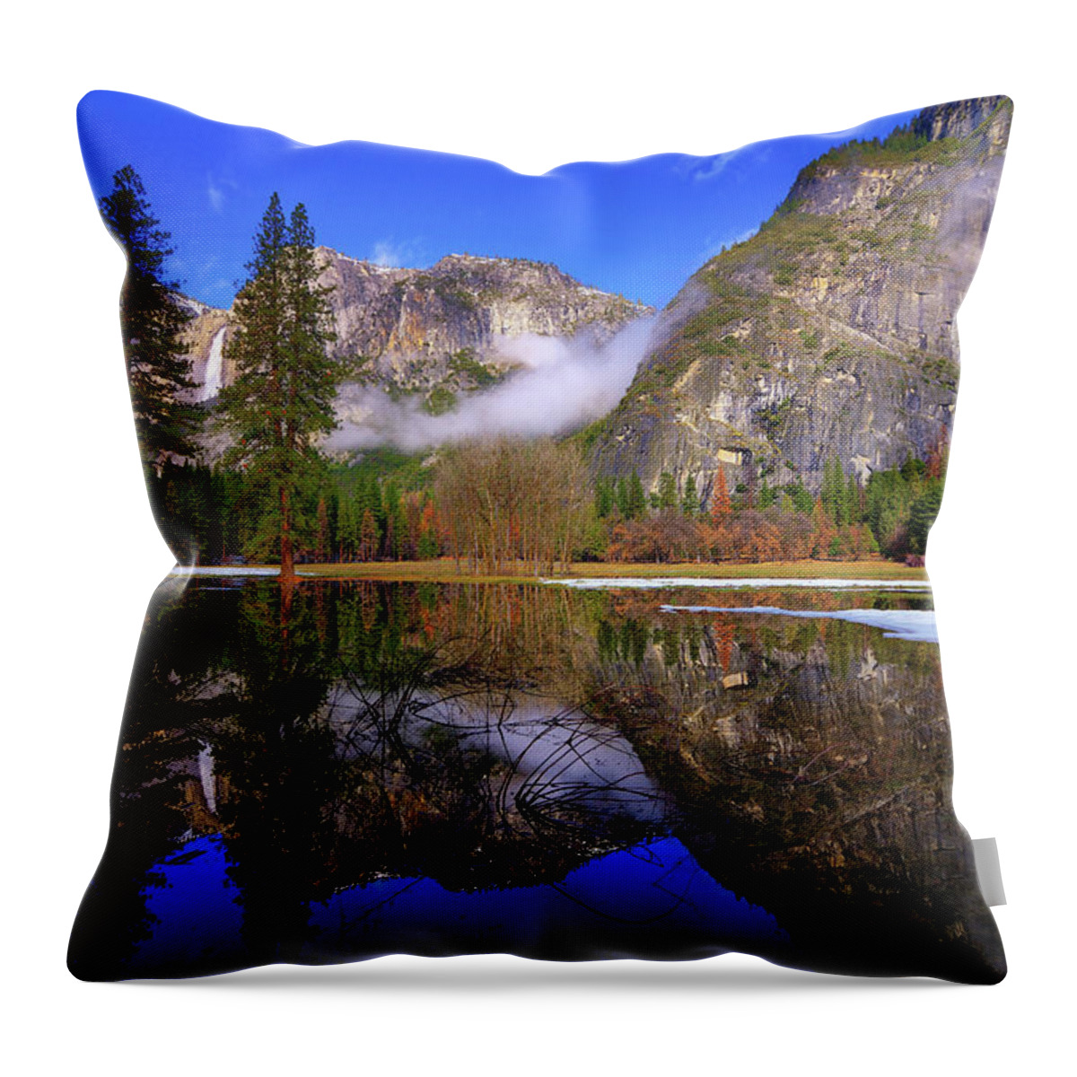 Yosemite Throw Pillow featuring the photograph Yosemite Winter Reflections by Greg Norrell