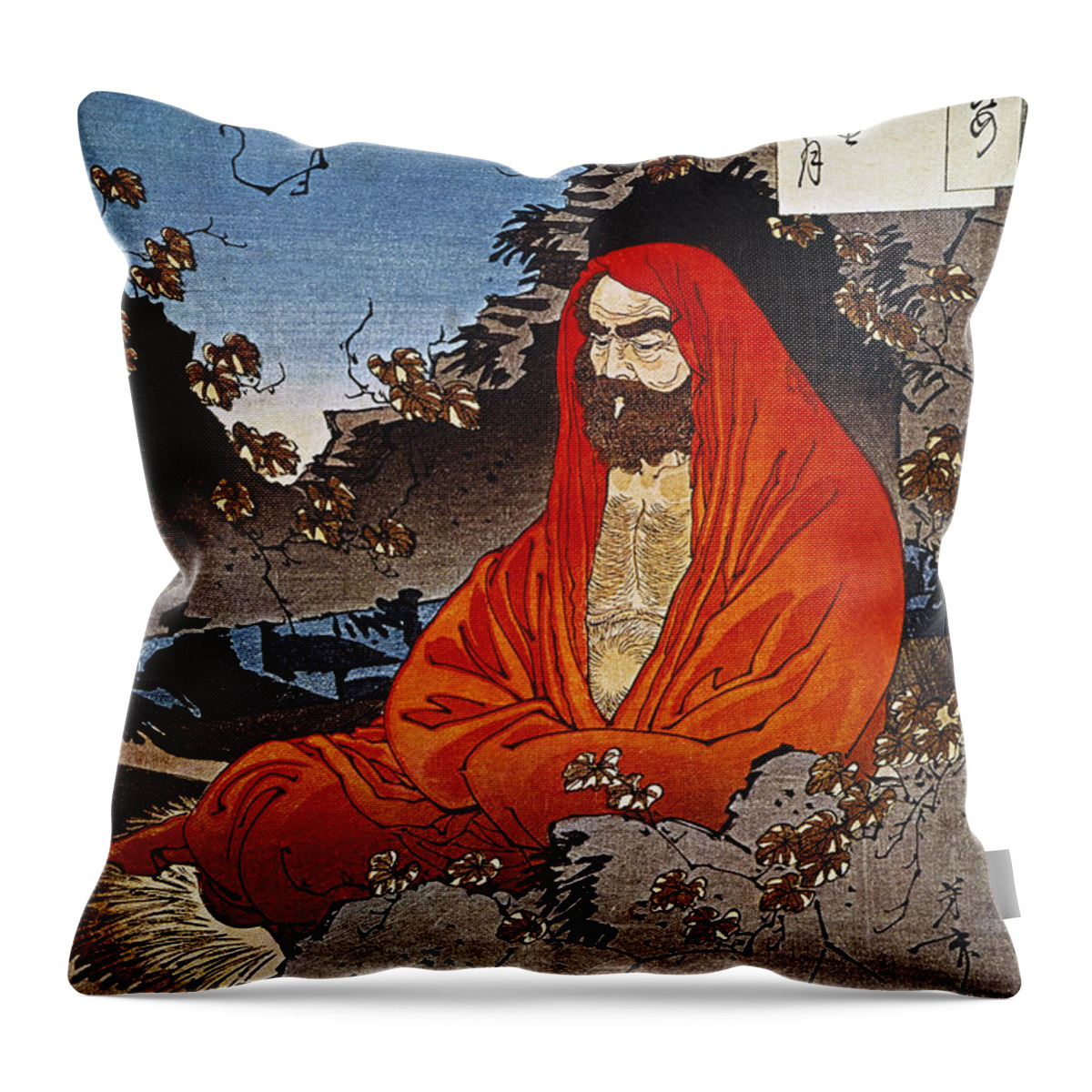1887 Throw Pillow featuring the photograph Yoshitoshi: Holy Man by Granger