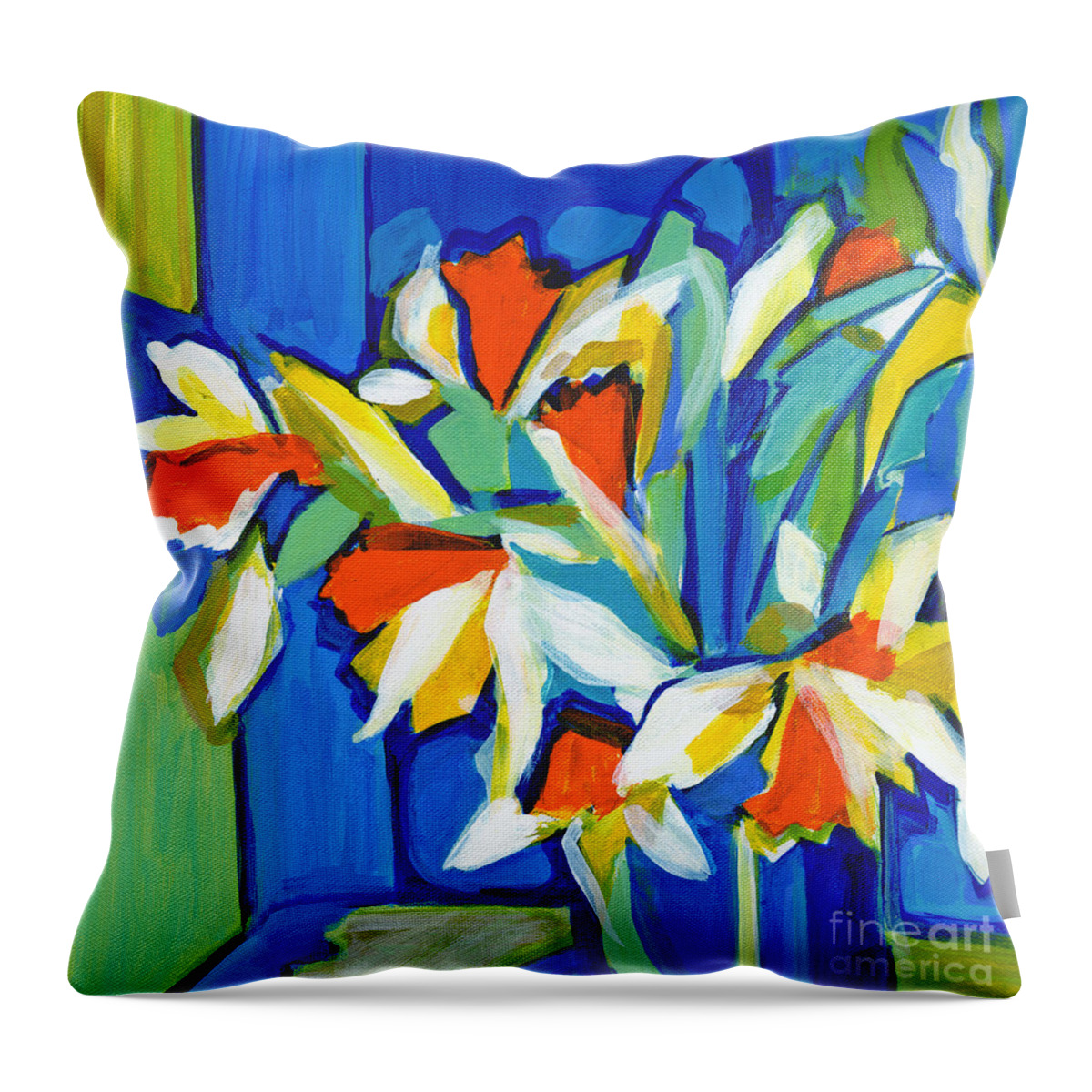 Contemporary Painting Throw Pillow featuring the painting You Can Never Hold Back Spring by Tanya Filichkin