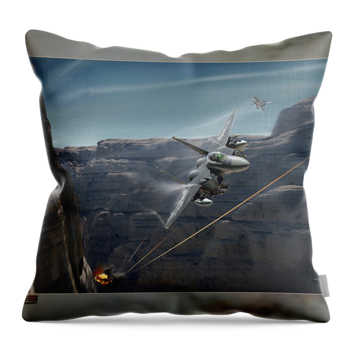 War Throw Pillow featuring the digital art You Can Run But You Cant Hide by Peter Van Stigt
