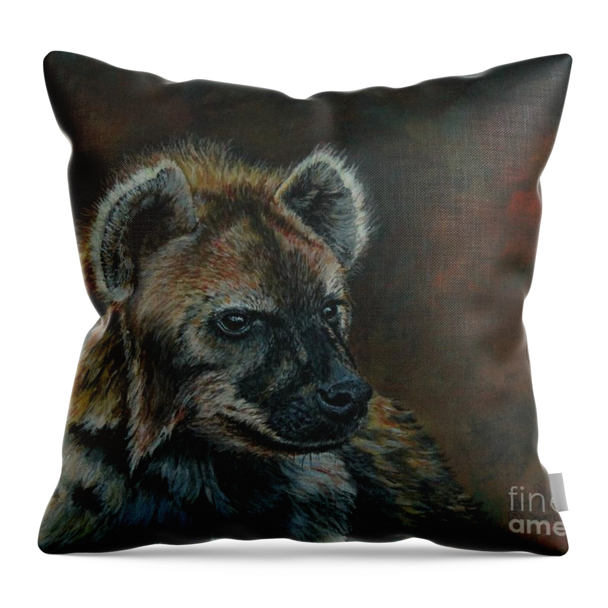Hyena Throw Pillow featuring the painting You Don't See Me Laughing......Hyena by Bob Williams