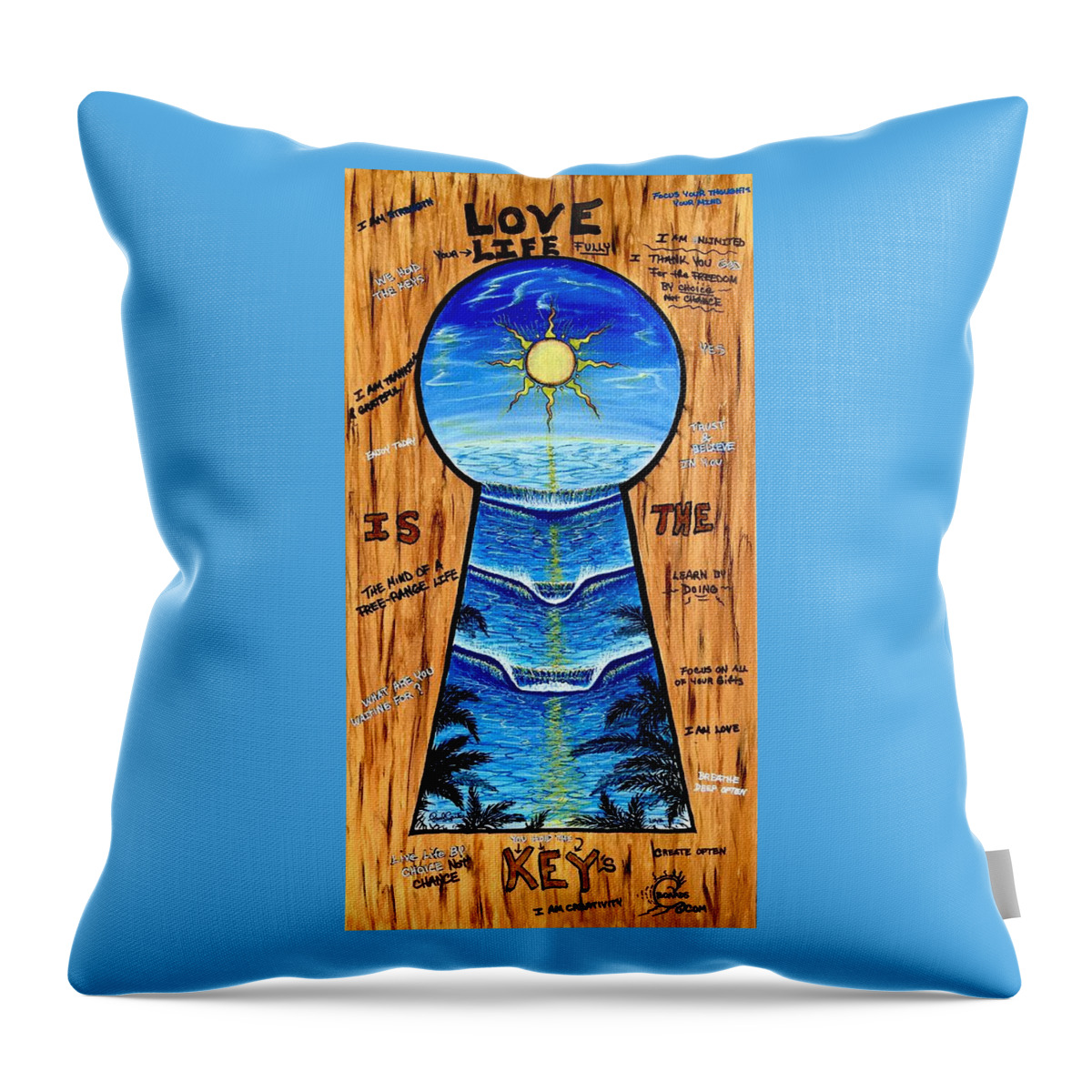 Keyholepainting Throw Pillow featuring the painting You hold the keys by Paul Carter