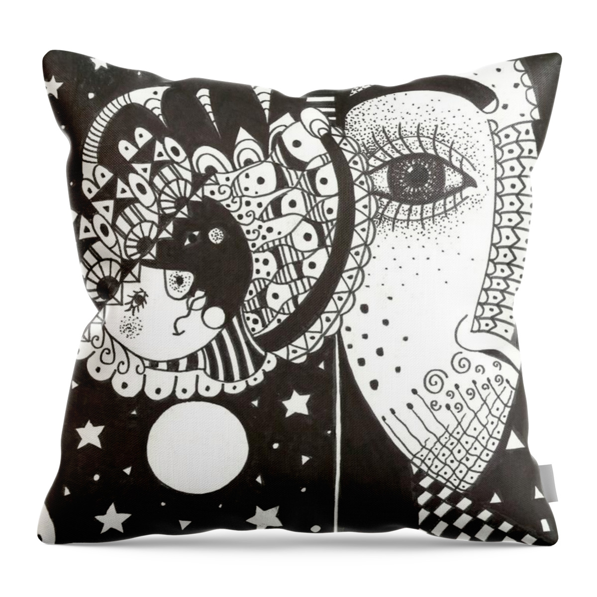 Ethereal Throw Pillow featuring the drawing You Me the Stars and the Moon by Helena Tiainen