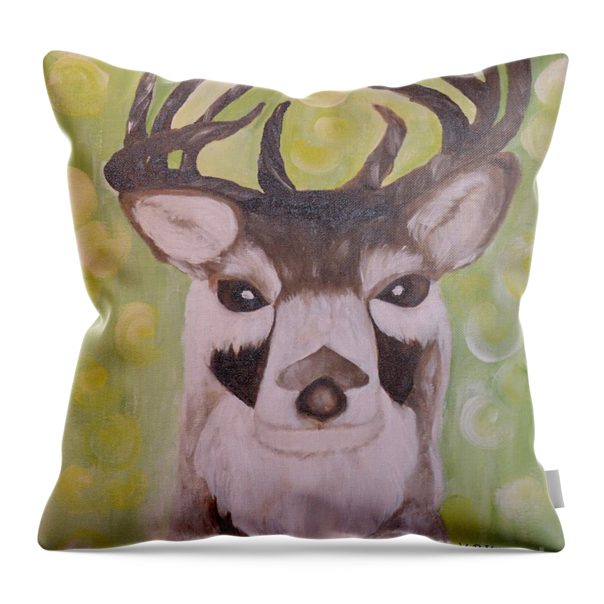Young Buck Throw Pillow featuring the painting Young Buck by Maria Urso