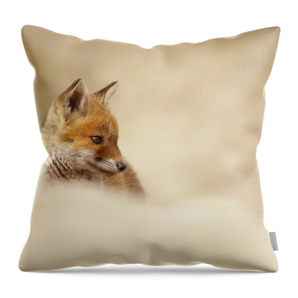 Cub Throw Pillow featuring the photograph Young Fox Series - Contemplating Cub by Roeselien Raimond