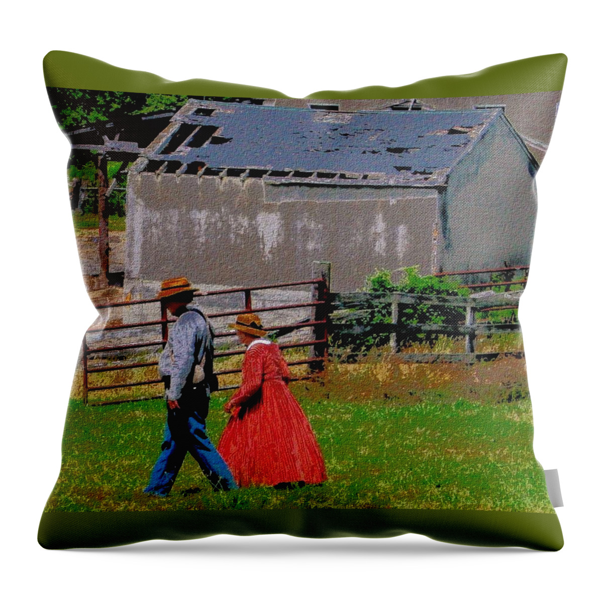 Couples Throw Pillow featuring the digital art Young Love Years Later by Cliff Wilson