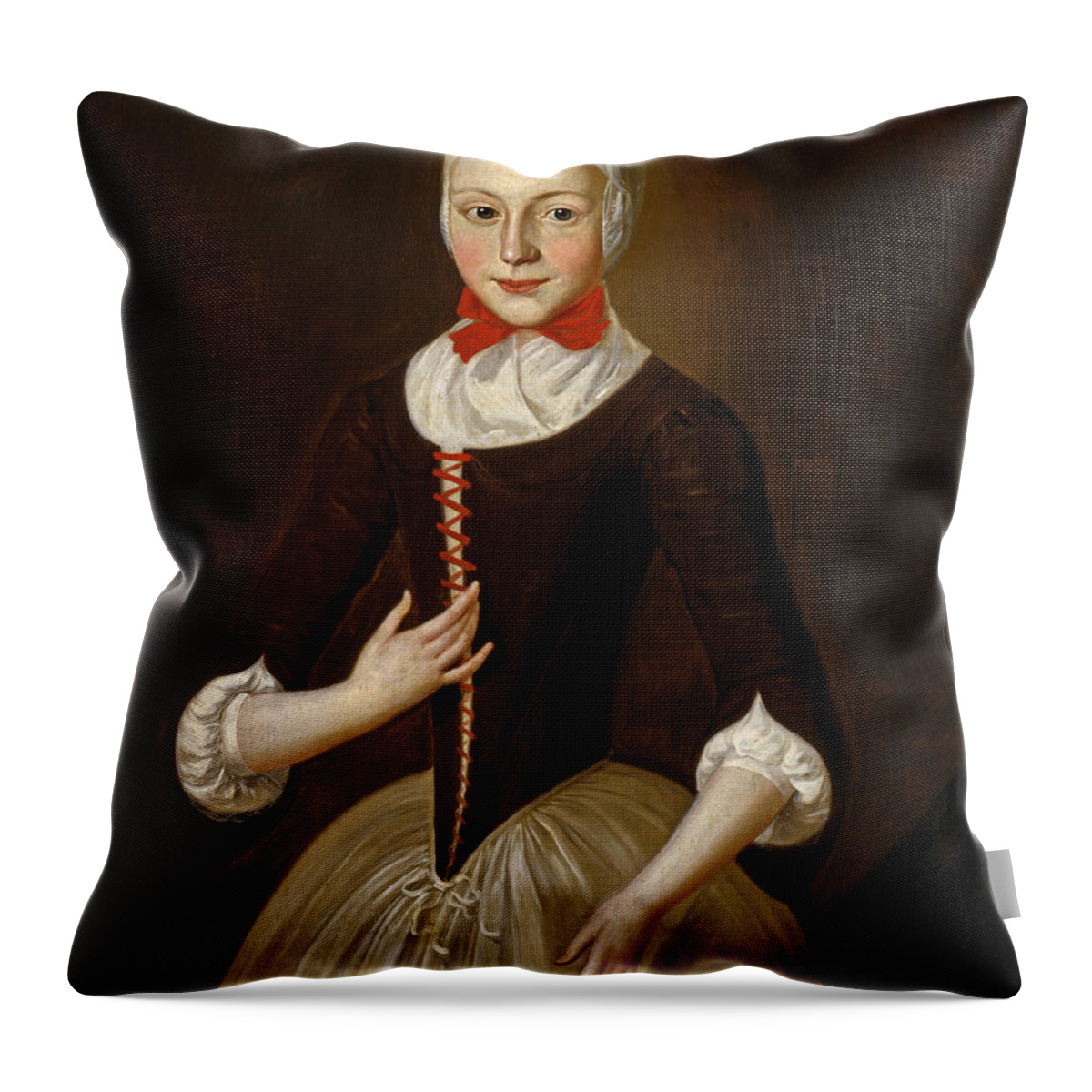John Valentine Haidt Throw Pillow featuring the painting Young Moravian Girl by John Valentine Haidt
