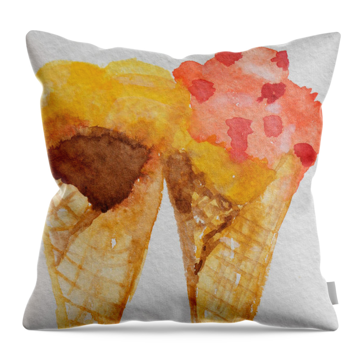 Ice Cream Throw Pillow featuring the painting Yum Yum by Betty-Anne McDonald