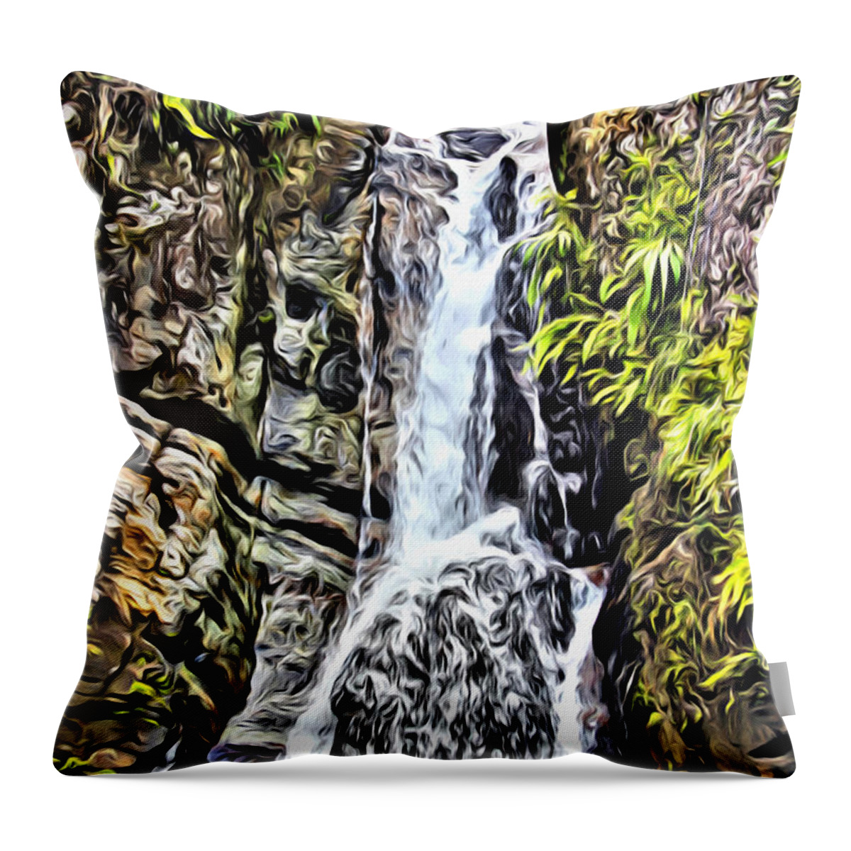 Yunque Throw Pillow featuring the photograph Yunque waterfall by Carey Chen