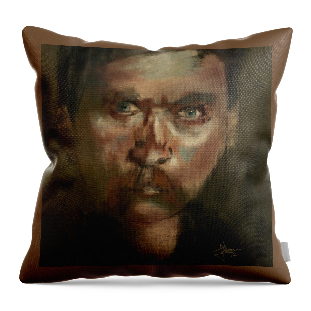 Portrait Throw Pillow featuring the digital art Yuri by Jim Vance