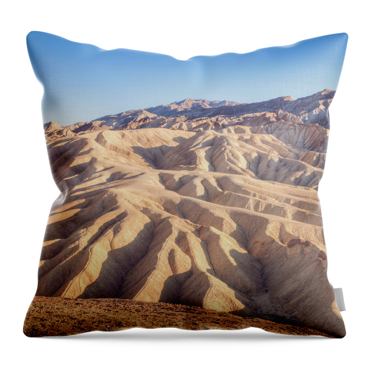 Zabriskie Throw Pillow featuring the photograph Zabriskie Point Sunset Landscape by Ray Devlin