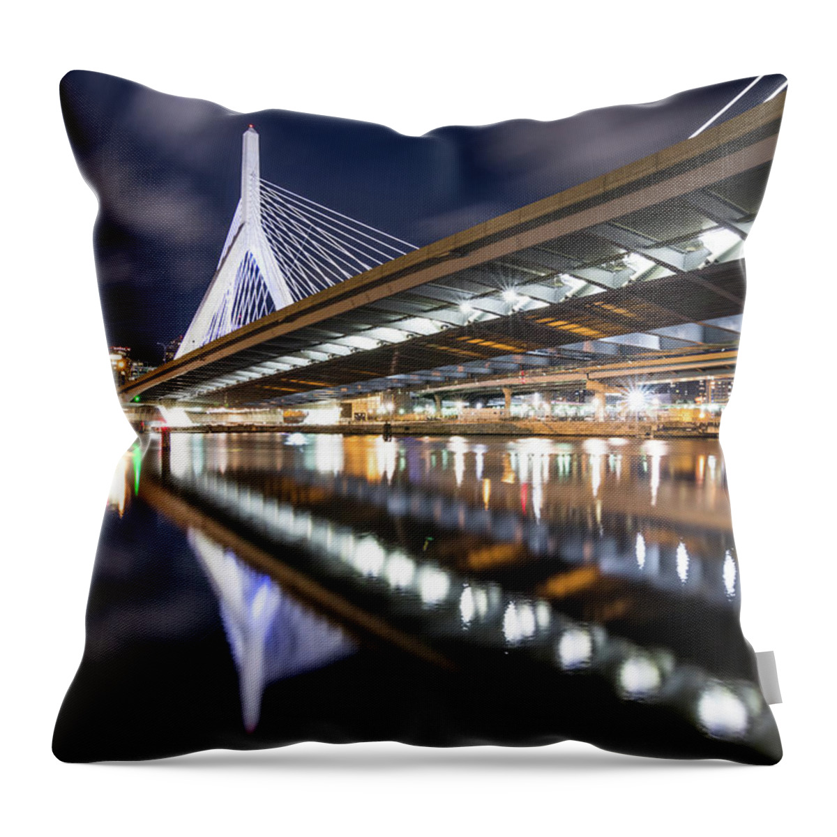 Boston Throw Pillow featuring the photograph Zakim Bridge from Paul Revere Park by Kristen Wilkinson