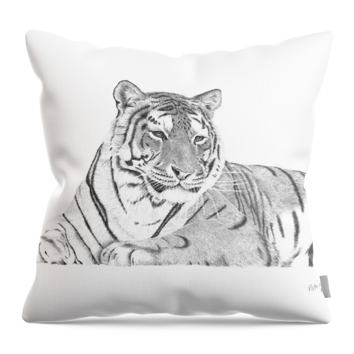 Tiger Throw Pillow featuring the drawing Zarina a Siberian Tiger by Patricia Hiltz